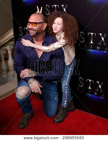 LAS VEGAS - APR 2:  Dave Bautista, Chloe Coleman at the 2019 CinemaCon - STX films at Caesars Palace on April 2, 2019 in Las Vegas, NV