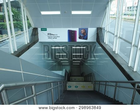 Jakarta, Indonesia - April 17, 2019: The Stairway Of Bundaran Hi Mrt Station.