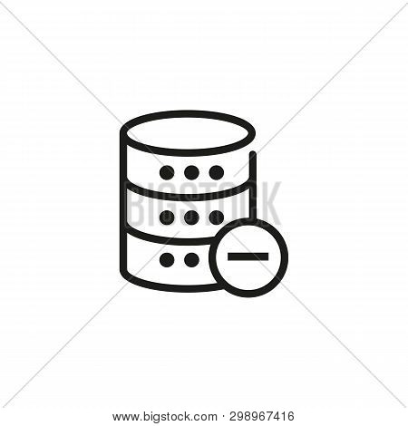 Deleting Data Line Icon. Remove, Storage Cancel, Database Unready. Database Concept. Vector Illustra