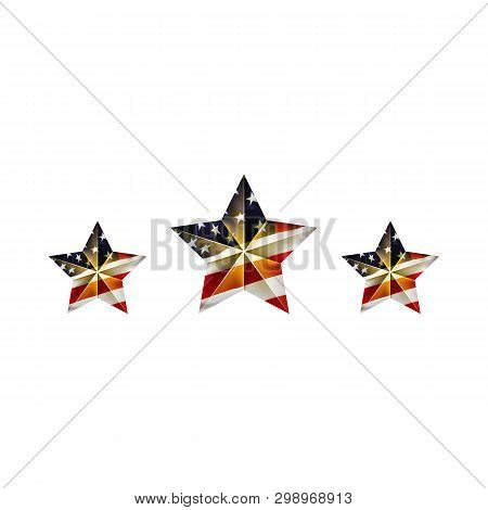 Three Stars July 4Th. Golden Star. Independence Day Usa. Star For 4Th Of July Celebration.