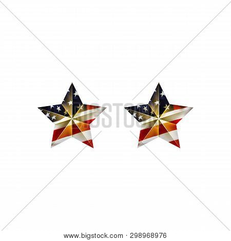 Two Stars July 4. Golden Star. Independence Day Usa. Star For 4Th Of July Celebration.