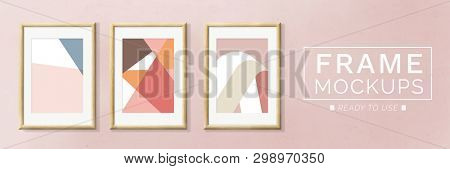 Abstract frame mockup against a pink wall