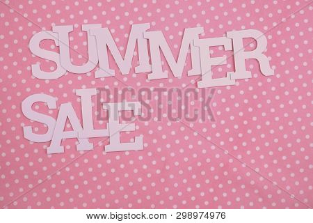 Summer Sale Alphabet Letters With Spce Copy On Pink Polka Dot Background