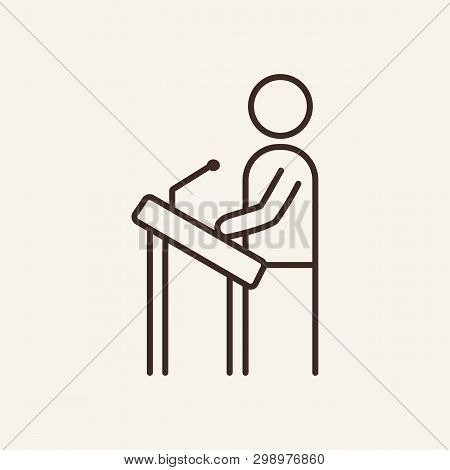 Witness Line Icon. Speaker, Lector, Politician. Justice Concept. Vector Illustration Can Be Used For