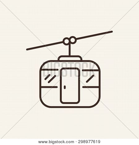 Funicular Line Icon. Lift, Cable, Ropeway. Transport Concept. Vector Illustration Can Be Used For To