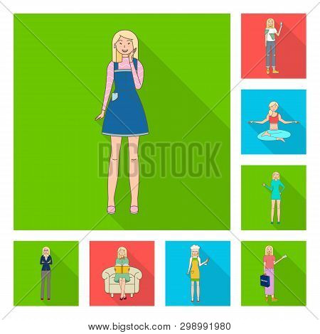 Isolated Object Of Woman And Body Symbol. Set Of Woman And Style Vector Icon For Stock.