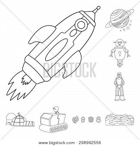 Isolated Object Of Space  And Galaxy  Icon. Set Of Space  And Travels  Vector Icon For Stock.
