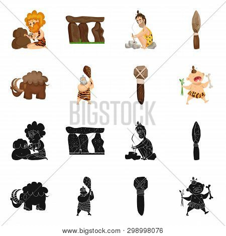 Vector Illustration Of Evolution  And Prehistory Logo. Set Of Evolution  And Development  Stock Symb