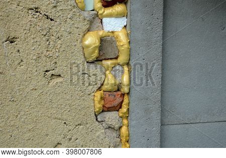 Joining The Masonry Using Assembly Polyurethane Foam Causes Unsightly Bumps Which On The Sun Gradual