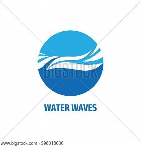 Vector Logo Water Waves. Sea Abstract Circle Vector Icon Sign.