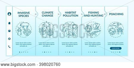 Ecological Damage Onboarding Vector Template. Invasive Species. Climate Change. Habitat Pollution. R