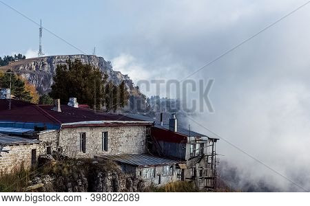 At Home Near The Rocks. Stone Houses In A Mountain Village. Crimea