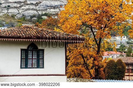 At Home Near The Rocks. Stone Houses In A Mountain Village. Crimea
