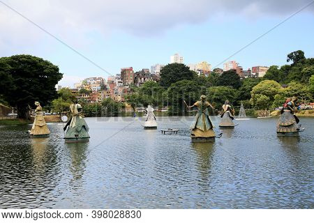 Salvador, Bahia, Brazil - December 4, 2020: Sculpture Of Orxias, Sacred Entity In The Candoble Regio