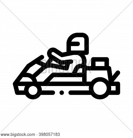 Driver Driving Kart Black Icon Vector. Driver Driving Kart Sign. Isolated Symbol Illustration