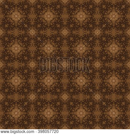 Abstrack Pattern On Jember Batik With Modern Dark Brown Color Design.