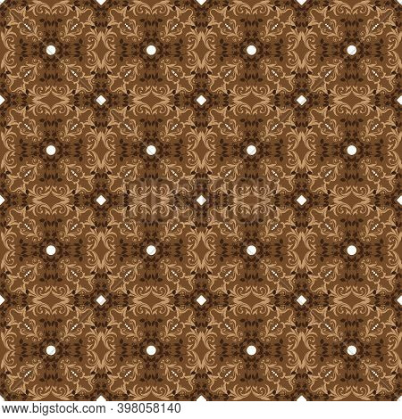 Elegance Flower Motifs On Java Batik With Smooth Brown Color Design.