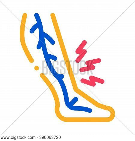 Leg Pain Varicose Disease Color Icon Vector. Leg Pain Varicose Disease Sign. Isolated Symbol Illustr