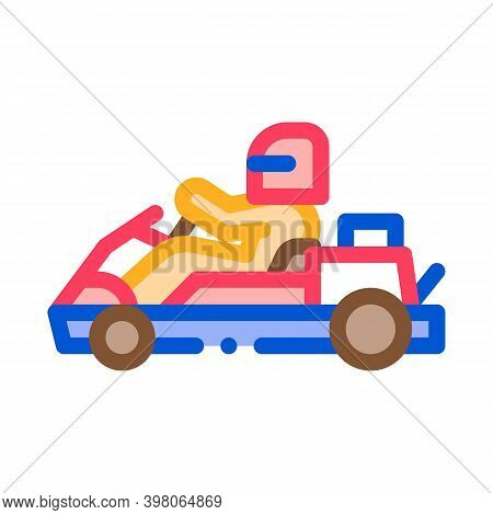 Driver Driving Kart Color Icon Vector. Driver Driving Kart Sign. Isolated Symbol Illustration
