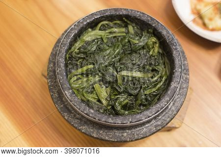 Seasoned Thistle With Rice. Korea Healthy Food Bibimbap.