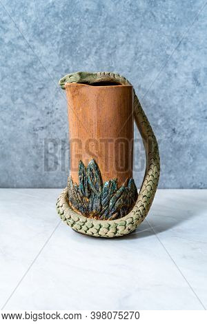 Handmade Ceramic Carafe Snake Pattern Design.