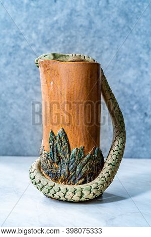 Handmade Ceramic Carafe Snake Pattern Design.