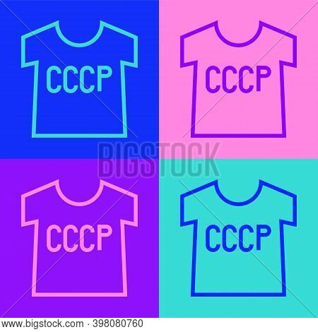 Pop Art Line Ussr T-shirt Icon Isolated On Color Background. Vector