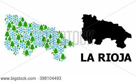 Vector Composition Map Of La Rioja Spanish Province Designed For New Year, Christmas, And Winter. Mo
