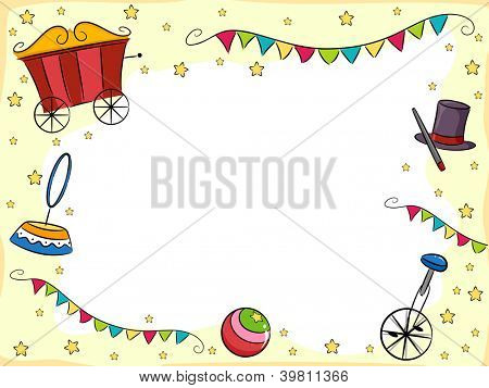 Baggrund Illustration af cirkus elementer med Fiesta bannere og stjerner