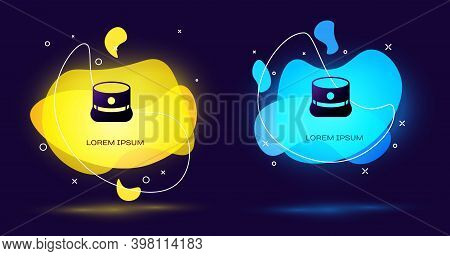 Black Kepi Icon Isolated On Black Background. Cap Army Uniform Headgear. Historic General Hat. Abstr