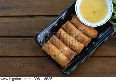 Fried Spring Rolls Are Vietnamese Food That Thai People Like To Eat. Spring Roll Pastry Made From Ri