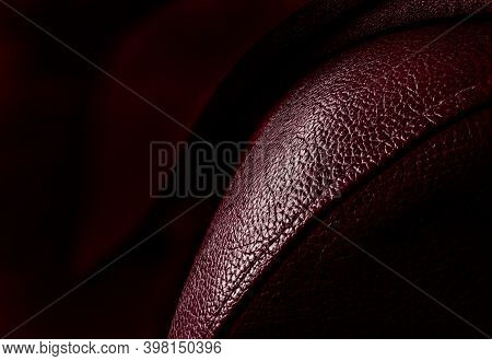 Texture Of Faux Dark Red Leather Or Dermantin. Abstract Background