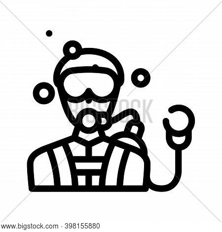 Diver Worker Line Icon Vector Illustration Flat