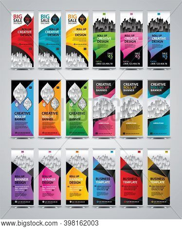 Mega Collection Of Roll Up Banner Template Vector, Banner Design, Modern Exhibition Advertising, Pos