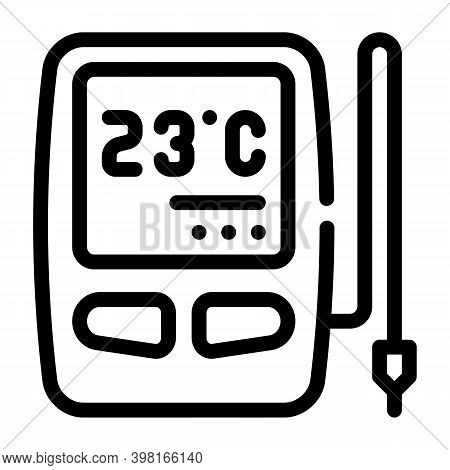 Digital Thermometer With Sensor Line Icon Vector Illustration