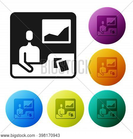 Black Trading Courses Icon Isolated On White Background. Distance Learning Finance Management, Buyin