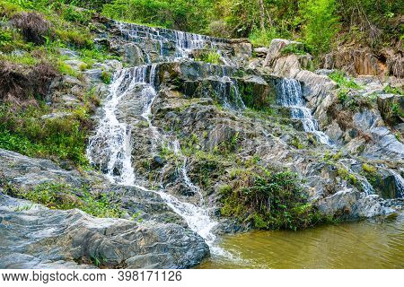 Landscape Of Mae Pool (or Mae Phun) Waterfalls In Laplae District Is One Of The Famous Tourist Attra
