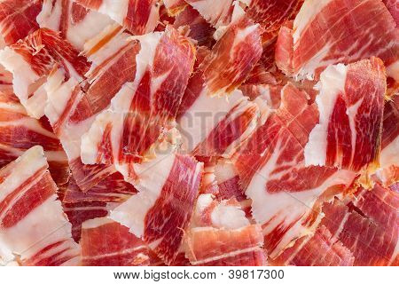closeup de plato de jamón de Jabugo