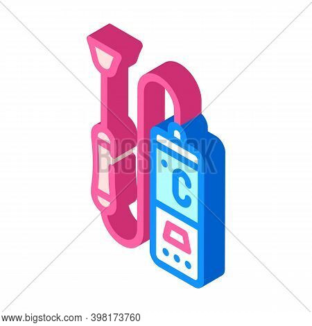 Contact Thermometer Isometric Icon Vector Illustration Color