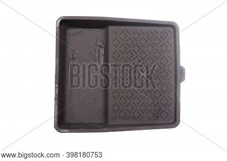 Dirty Painting Cuvette Isolated On The White Background.