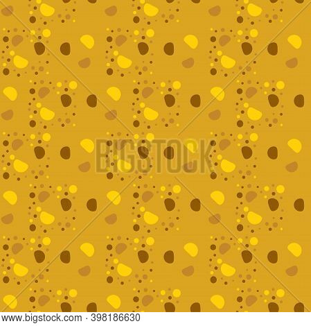 Fortuna Gold Geometric Pattern Of Small, Large Circles And Bubbles. Fortuna Gold Background With Yel