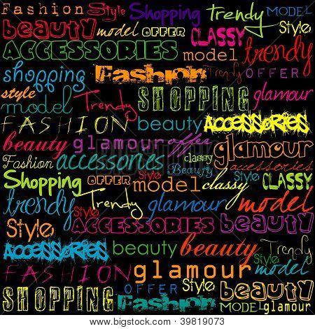 Typoghraphy colorido com palavras da moda