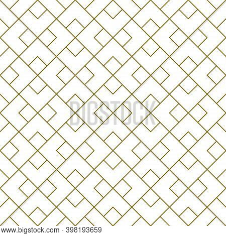 Seamless Pattern In Style Kumiko Zaiku In Brown Lines. Average Thickness.