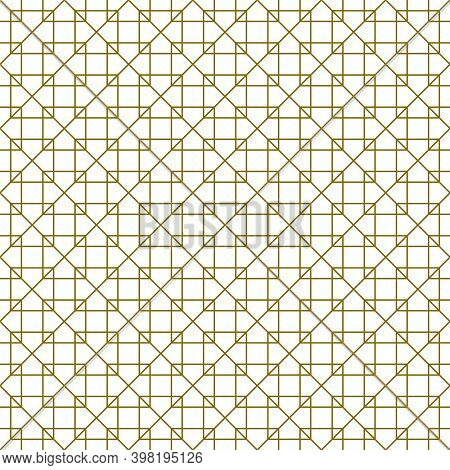 Seamless Pattern In Style Kumiko Zaiku In Brown Lines. Average Thickness.