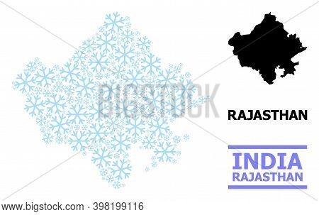Vector Mosaic Map Of Rajasthan State Done For New Year, Christmas Celebration, And Winter. Mosaic Ma