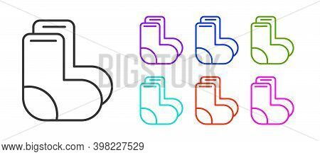 Black Line Valenki Icon Isolated On White Background. National Russian Winter Footwear. Traditional 