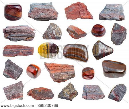 Collection Of Various Jaspillite (jaspilite) Natural Mineral Gem Stones And Samples Of Rock Isolated