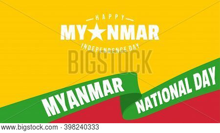 Myanmar Background Design With Myanmar Flag Color. Good Template For Myanmar Independence Day Or Nat