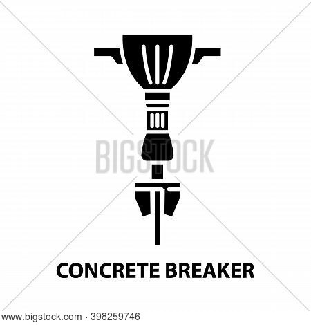 Concrete Breaker Icon, Black Vector Sign With Editable Strokes, Concept Illustration