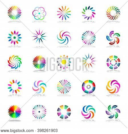 Design Elements Set. Abstract Circle Multicolor Icons. Vector Art.